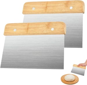 Two-Piece Stainless Steel Bench Scraper with Wood Handle