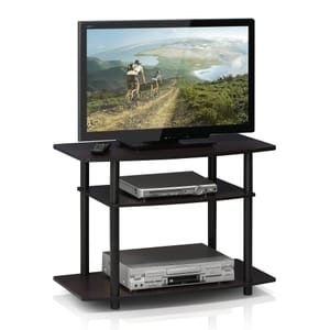 Furinno TURN-N-TUBE TV Stand, 3-Tier, No Tools, Dark Walnut