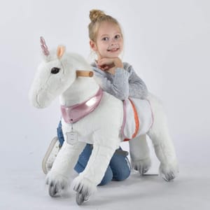 UFREE Pony Ride-on Toy for Girls, Unicorn with Pink Horn