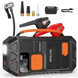 WOLLAR 4000A Jump Starter Power Pack with Dual-Cylinder 5-in-1 Compressor