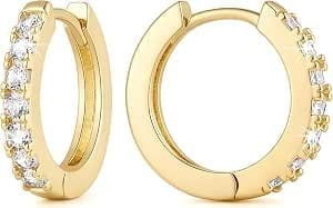 9ct Gold Hoop Earrings for Women, 14mm