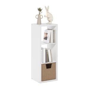 Furinno Cubicle 3-Cube Bookshelf, Reversible, Open Back, White
