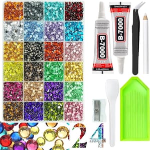 CUKUNAL 3mm Rhinestones Bedazzling Kit with Glues and Tools