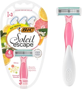 BIC Soleil Citrus 4-Blade Women's Razors, Pivoting Head, Pack 3