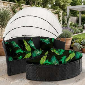 LiveGo Daybed Cushion Cover Set 66-Inch 2 Half-round 3 Pillows