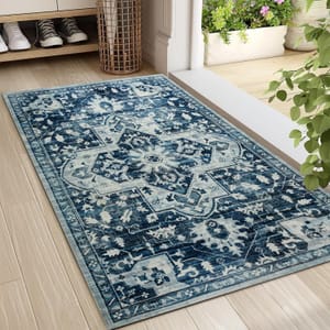 Imperial Rooms Machine Washable Bedside Rug 40x60 Cm Blue