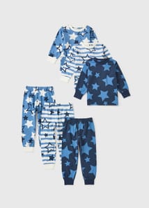 3 Pack Boys Blue Star Long Pyjama Sets (1-9yrs) - 3-4 Yrs