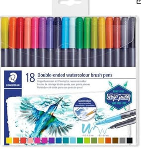 STAEDTLER 3001 TB18 Double-Ended Watercolour Brush Pens, Pack of 18