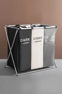 3 Compartments Bathroom Laundry Basket Large Detachable Dirty Clothes Organizer
