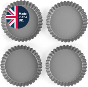 Salter Essentials Fluted Tart Tin Set, 4-Pack, Mini 8.5 Cm