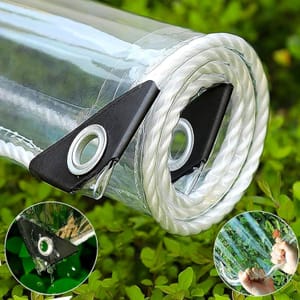 Clear Waterproof PVC Tarp 1x2m with Eyelets, Rope, 450g/m UV-Resistant