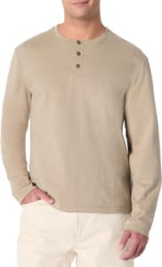 Amazon Essentials Men's Long-Sleeve 100% Cotton Henley Top, Taupe (Size M)