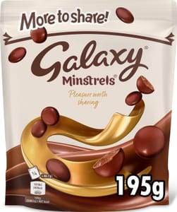 Galaxy Crispy Milk Chocolate Minstrels & Buttons Pack 195g - £2.13 S&S Voucher