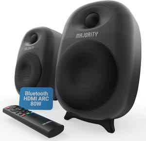 Majority D80 Active Bluetooth Bookshelf Speakers, 80W for TV/PC