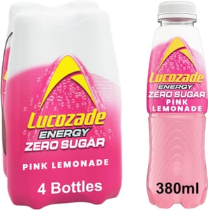 4 X 380ml Lucozade Energy Zero Pink Lemonade (£2.02/£1.91 S&S)