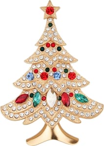 Yowivon Christmas Crystal Rhinestone Brooch Pins for Women