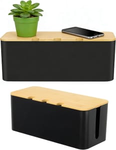 Cable Tidy Box 2-Pack Desk Wire Organizer with Lid