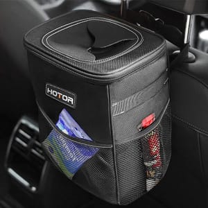HOTOR Car Trash Bin, Compact Waterproof Organizer, 2-Gallon, Black