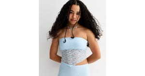 Girls Light Blue Lace Hanky Hem Bandeau Top