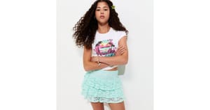 Girls White Ruched Paradise Graphic Baby Tee