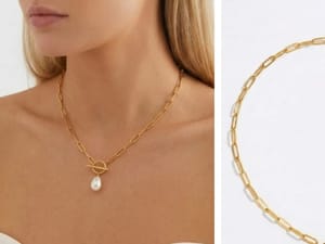 Serla Gold Plated Pearl Tbar Necklace