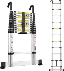 Telescopic Ladder 3.3M Aluminium Loft Ladder, Ladders Extendable with Hooks