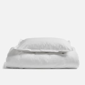 ESPA White 100% Egyptian Cotton Sateen Stripe Duvet Set - Double