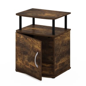 Furinno JAYA Side Table with Door Cabinet, Amber Pine