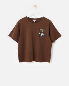 ORGANIC COTTON Chocolate Brown Ciao Toucan Cotton Graphic T-Shirt