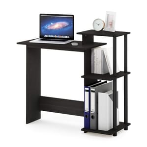 Furinno Efficient 3-Open Shelf Gaming Desk, Espresso