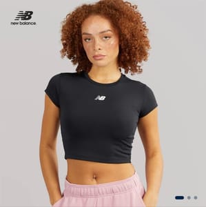 New Balance Womens Fitted Cropped T-Shirt Black