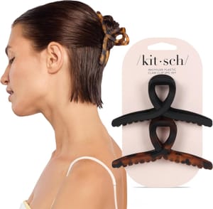 Kitsch Large Loop Hair Clips, 2pcs, Tortoise & Black