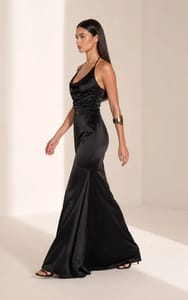 PrettyLittleThing Satin Asymetric Drape Maxi Dress