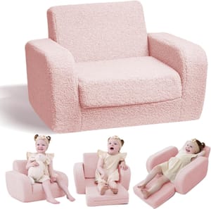 KidBloom 3 in 1 Kids Sofa, Foldable Kids Chair, Gifts for 1 2 3 Year Old
