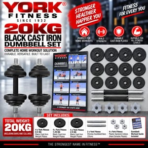 20 Kg Black Cast Iron Dumbbell Set