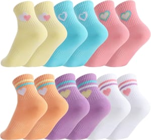 Zuimei 6 Pairs Kids Cotton School Sports Socks