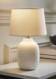 Ribbed Pattern Gloss Small Table Lamp