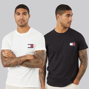 Tommy Jeans Mens Two Pack Slim Fit Essential Flag T-Shirts