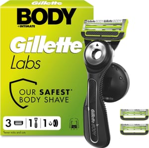 GilletteLabs Body + Intimate Razor for Men, 1 Handle & 3 Cartridges