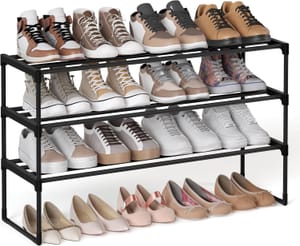 SONGMICS 3-Tier Metal Shoe Rack Fits 16-20 Pairs