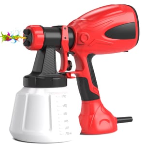 650W Paint Sprayer with 1200ml, 4 Nozzles, 3 Patterns (Red)