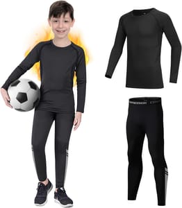 Kids Fleece-Lined Base Layer Set: Long Sleeve Top and Leggings