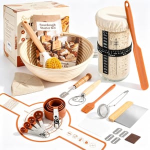 Sourdough Starter Kit with Banneton Proofing Basket, Jar and Tools