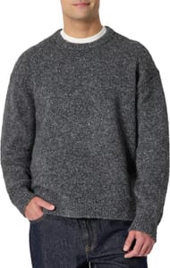 Amazon Essentials Men's Relaxed-Fit Faux Mohair Crewneck Sweater Charcoal