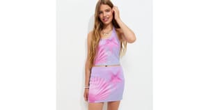 Girls Purple Sequin Seashell Print Mini Skort