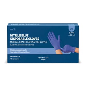 Blue Nitrile Gloves, Powder-Free, Latex-Free, Size XL, Pack of 100 - £4.17 S&S