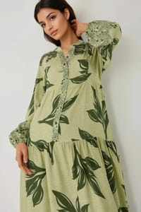 Hiccup Printed Long Sleeve Viscose Maxi Dress