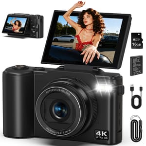 4K Digital Camera, 64MP UHD, 180 Flip Screen