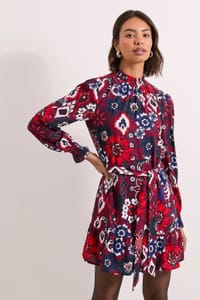 Dorothy Perkins Shirred Neck Tie Waist Mini Dress
