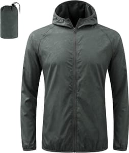 BSBUY Men's Waterproof Hooded Rain Jacket Packable with Bag